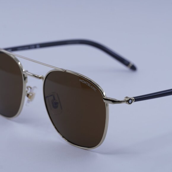 Montblanc MB0271S 009 Sunglasses Gold Square Frame, Brown Lenses - Picture 9 of 10